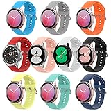 HSWAI 10 Colors Compatible with Samsung Galaxy Watch 4 Band/Galaxy Watch Active 2 Bands/Galaxy Watch 4 Classic/Galaxy Watch 3 41mm/ Galaxy Watch 42mm, 20mm Soft Silicone Strap for Men Women