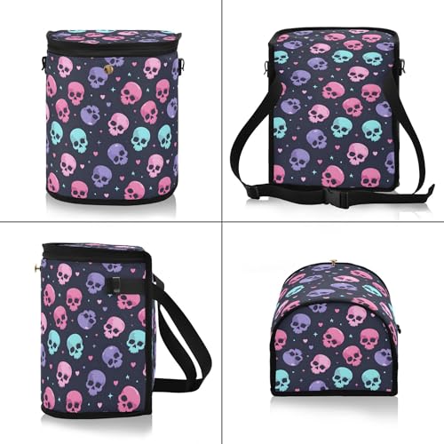 Image of MNSRUU Car Trash Can with Lid, Cute Skull Head Car Trash Bag Hanging Organizers and Storage for Front Back Seat, Leak-Proof Trash Bin