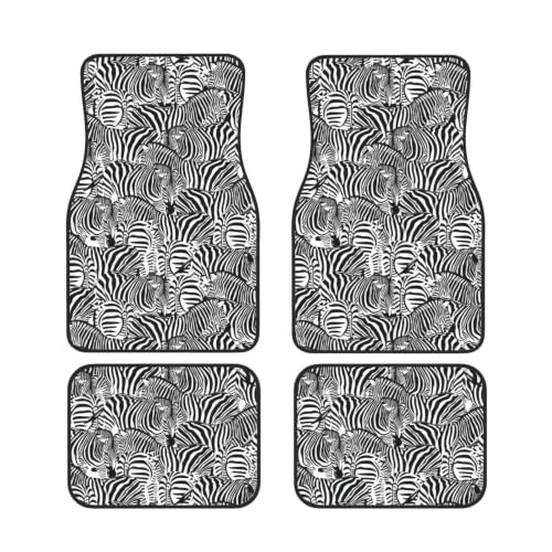 Alfombrillas de coche de cebra juego de 4 piezas de neopreno antideslizante