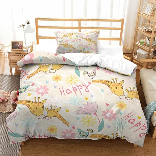 Housse de couette 3D imprimé oiseaux et fleurs en microfibre premium