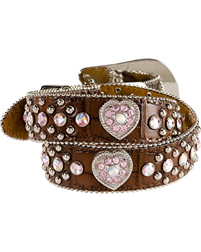 M&F Western Girls' Hearts Belt (Little Big Kids), Brown, 182