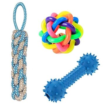 PSK PET MART Dog Chew Toys | Pack of 3 Puppy Teething Toys- Puppy Chew Toys - Rope Dog Toy - Small Dog Toys - Dog Toy Pack - Dog Toy Set