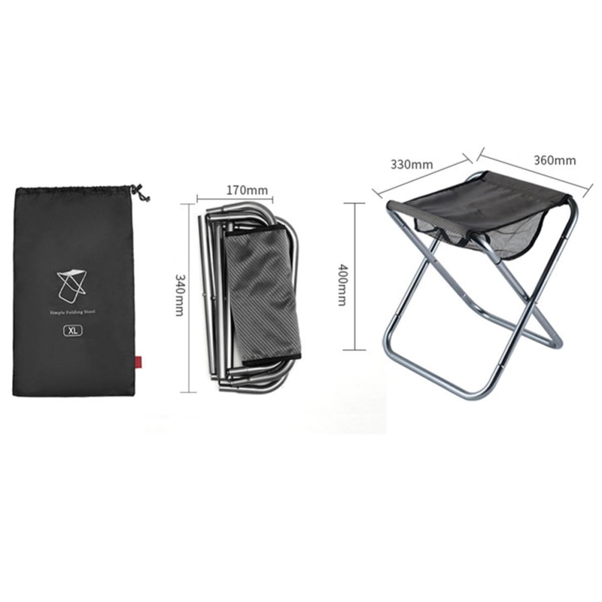 Alasum Sgabello e Portatile in Lega di Alluminio da Campeggio Pieghevole Resistente Design Compatto Blu per Escursionismo e Pesca per Adulti e Grandi