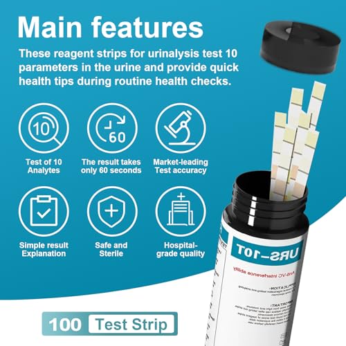 100 Stück Urinanalysestreifen für 10 Indikatoren, Urin Teststreifen zur Messung Einfach zu Hause, Urinanalyse Haushalt, Messergebnisse Genaue und Effektiv, Bequem und Schnell, Weiß