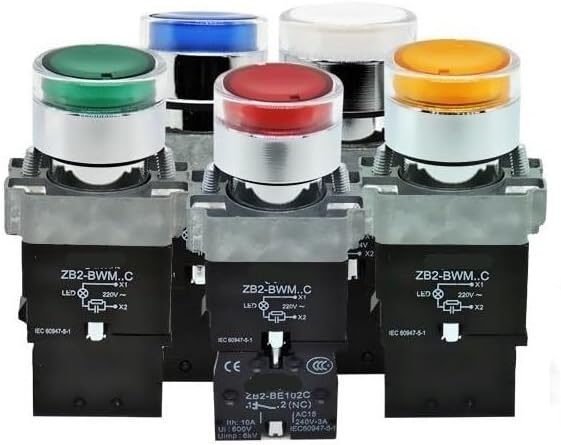 LED Button Switch XB2-BWB XB2-BWM XB2-BW34B1C XB2-BW33B1C Self-resetting and self-Locking(XB2-BW34M1C 1NO)