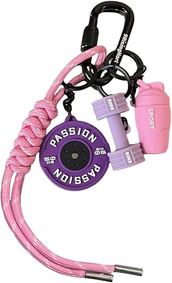 Fitness Keychain, Bag Charms,Dumbbell Barbell Kettlebell Keychain for Gym Lovers -Fitness Gift for Women Men