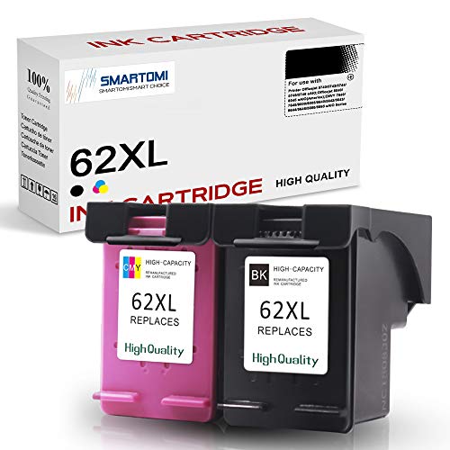 SMARTOMI Gereviseerde 62XL 62 Compatibel HP 62 XL voor gebruik met Officejet 5740 5742 5744 5745 5746 eAIO Officejet 8040 8045 eAIO ENVY 7640 7645 8000 8005 5640 5642 5643 5644 5646 5660 5665 2PK (1)