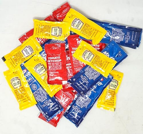 75 Pack of Ketchup, Mustard & Mayonnaise Mayo Packets 25 Each, Great for Picnics Camping Restaurants On The Go