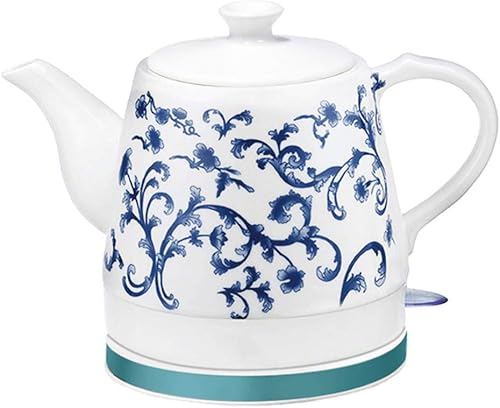 Miniatura 2 de - Tetera eléctrica inalámbrica de cerámica - Jarra retro de 1.2 L, 1200 W de agua rápida para té, café, sopa, base extraíble de avena, protección