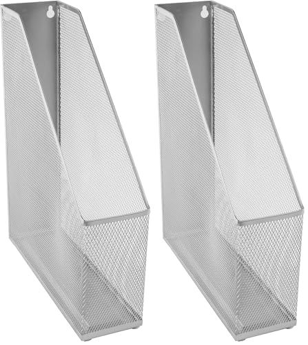 Image of OSCO Mesh Magazine Rack - Silver,24.9 x 7.3 x 31 cm (Pack of 2)