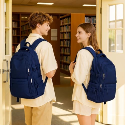 Image of Flamebird Professional Black Laptop Backpack for Men & Women - Water Resistant Business Travel Bag with Multi-Pocket Organizer - Casual Daypack for Office, College & Commute-30L