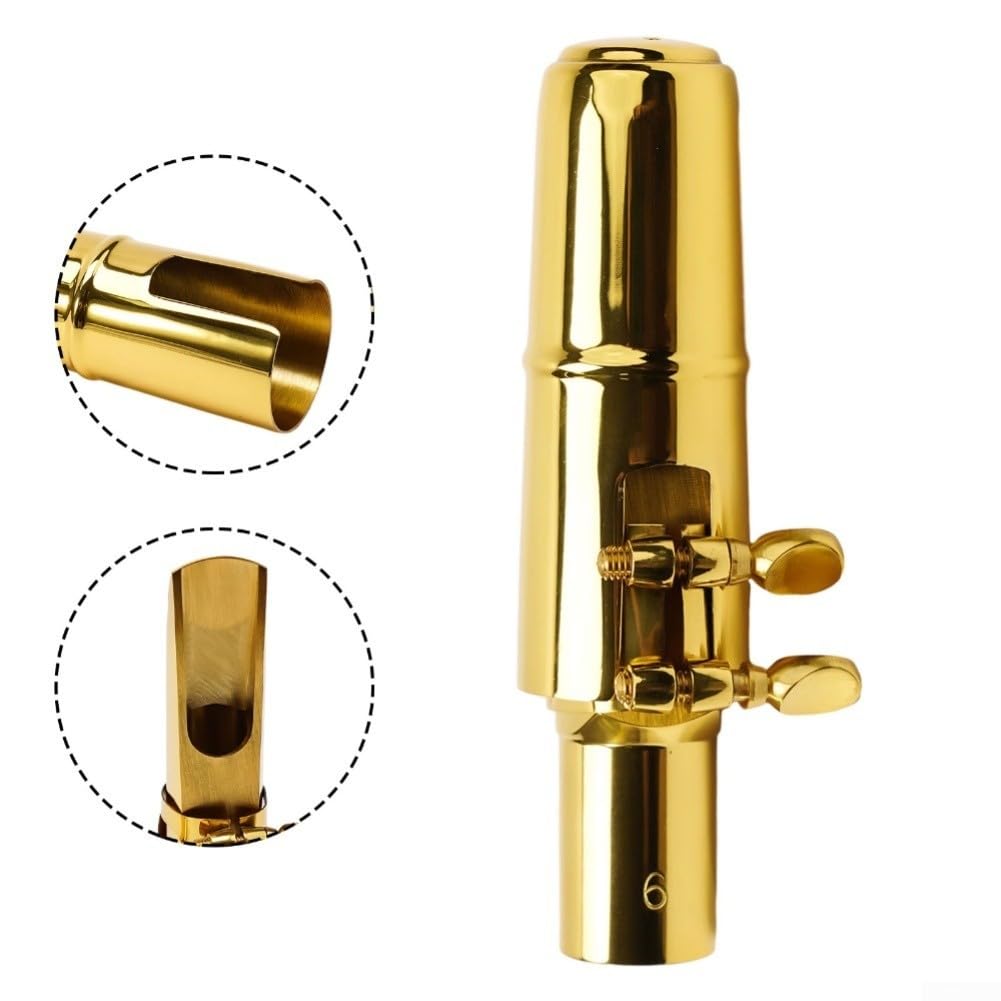 Boquilla de metal de grado profesional para saxofón tenor compatible con tamaños 5, 6, 7, 8, 9 e incluye tapa de ligadura (C medio (medio C (8))