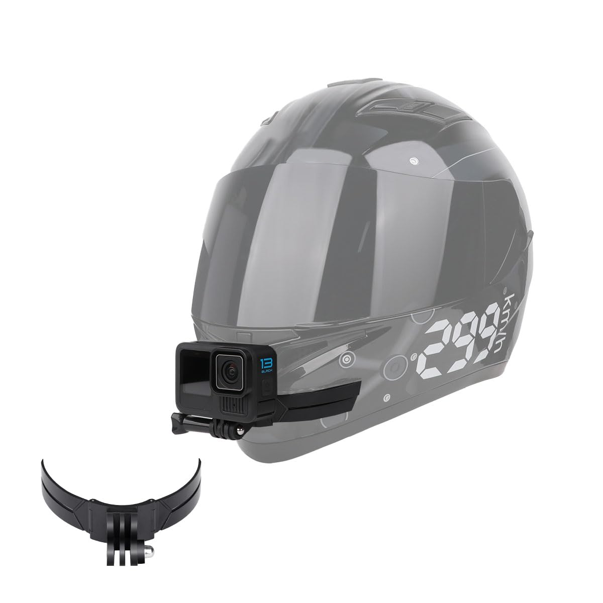 Motorcycle Helmet Chin Mount Kits with Adhesive Curved Pads Compatible with GoPro Hero 13, 12, 11, 10, 9, 8, 7, (2018), 6 5, Hero Black, Session, Xiaomi Yi, SJCAM, Campark (Version B)