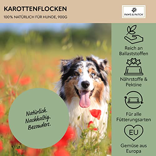 Paws&Patch KAROTTENFLOCKEN für Hunde 900g I europäische Landwirtschaft I glutenfreie Gemüse-Beilage für Barf & Hundefutter I Vitamine, Pektine, Beta-Carotin…