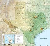 Large Detailed Physical map of The State of Texas with Roads, Highways, Cities and Other Marks Vivid...
