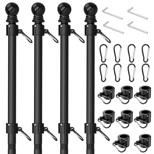 Mât de drapeau pour camion et bateau FIASON lot de 4 tubes épais en acier noir