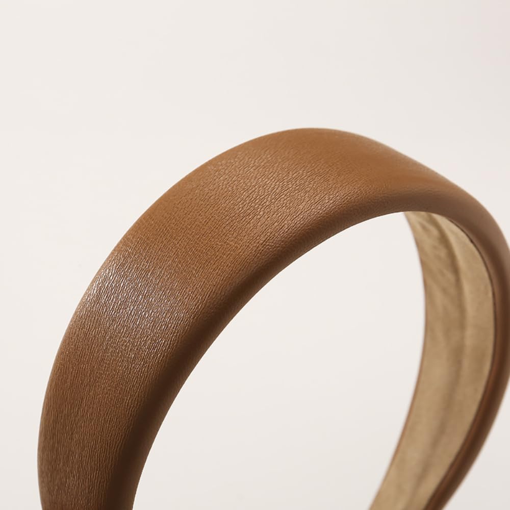 2 Stirnbänder Aus PU-Leder – Breites Headband In Beige & Braun Für Frauen
