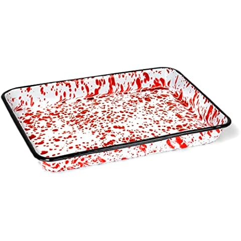 Red Co. 11" x 9" Enamelware Metal Classic 2 Quart Rectangular Serving Tray Cover
