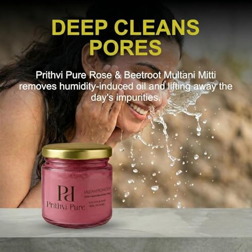 Image of Rose & Beetroot Radiance Ritual 200 Gms | Organic Double Filtered Herbal Face Pack for Bright Skin Glow Oil Control Tan Removal | Natural Skincare