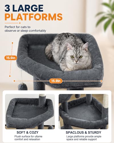 Torre para gatos interior multi-niveles 67 in gris oscuro miniatura 2