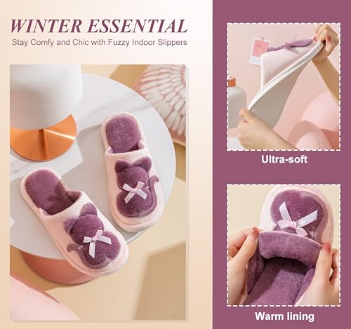 Indoor Winter Scuff Slippers for Women, Adorable Warm Slippers3