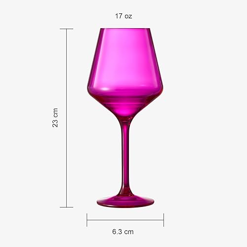 Miniatura 6 de Copas de vino irrompibles color rosa intenso  Juego de 2 vasos Tritan, color irrompible magenta y rosa rubor clásico, vasos grandes de bar