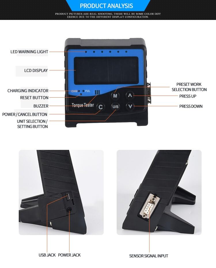 GOYOJO Digital Torque Gauge 220-2200Nm ±1% Portable torque wrench tester for bolt fastener calibration Tightening quality control (ANSJ-2200)