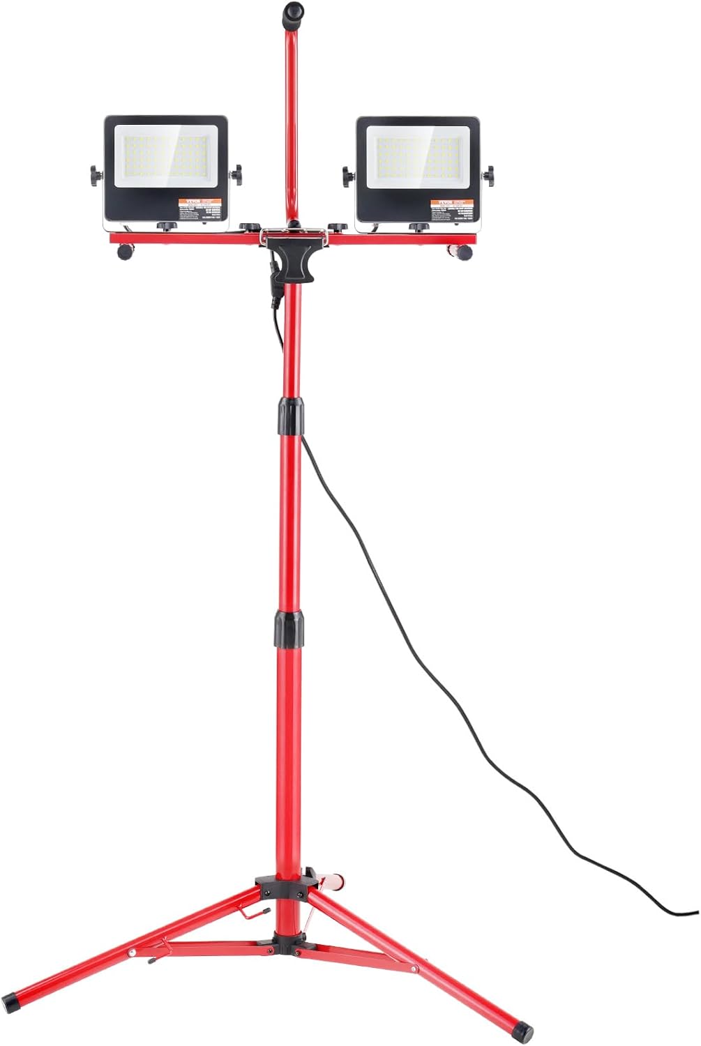 VEVOR LED Work Light with Stand, 10000 Lumen Dual-head LED Work Light with 27.6"-68.1" Adjustable and Foldable Tripod Stand, IP65 Waterproofed LED Tripod Work Light, with 5000 Kelvin Color Temperature