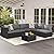 7-Piece Outdoor Patio Furniture Set, Outdoor Couch - Handwoven All-Weather Rattan & 4” Thick Waterproof Cushions, Wicker Outdoor Conversation Sets with Coffee Table for Backyard, 2026, Black/Grey