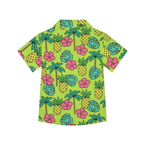 Image of Kids Hawaiian Shirt Quick Dry Button Up Flamingo Tropical Print Classic for Boys Girls 3-16 Years Old