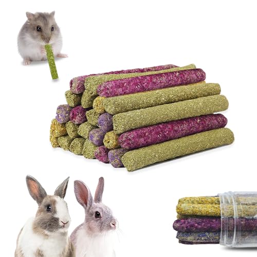 Eyksta Lot de 43 Bâtonnets de Foin Timothy pour Lapins, Hamsters, Cochons d'Inde, Chinchillas, Nourriture Lapin, Friandise Lapin, Jouet à Mâcher de Foin