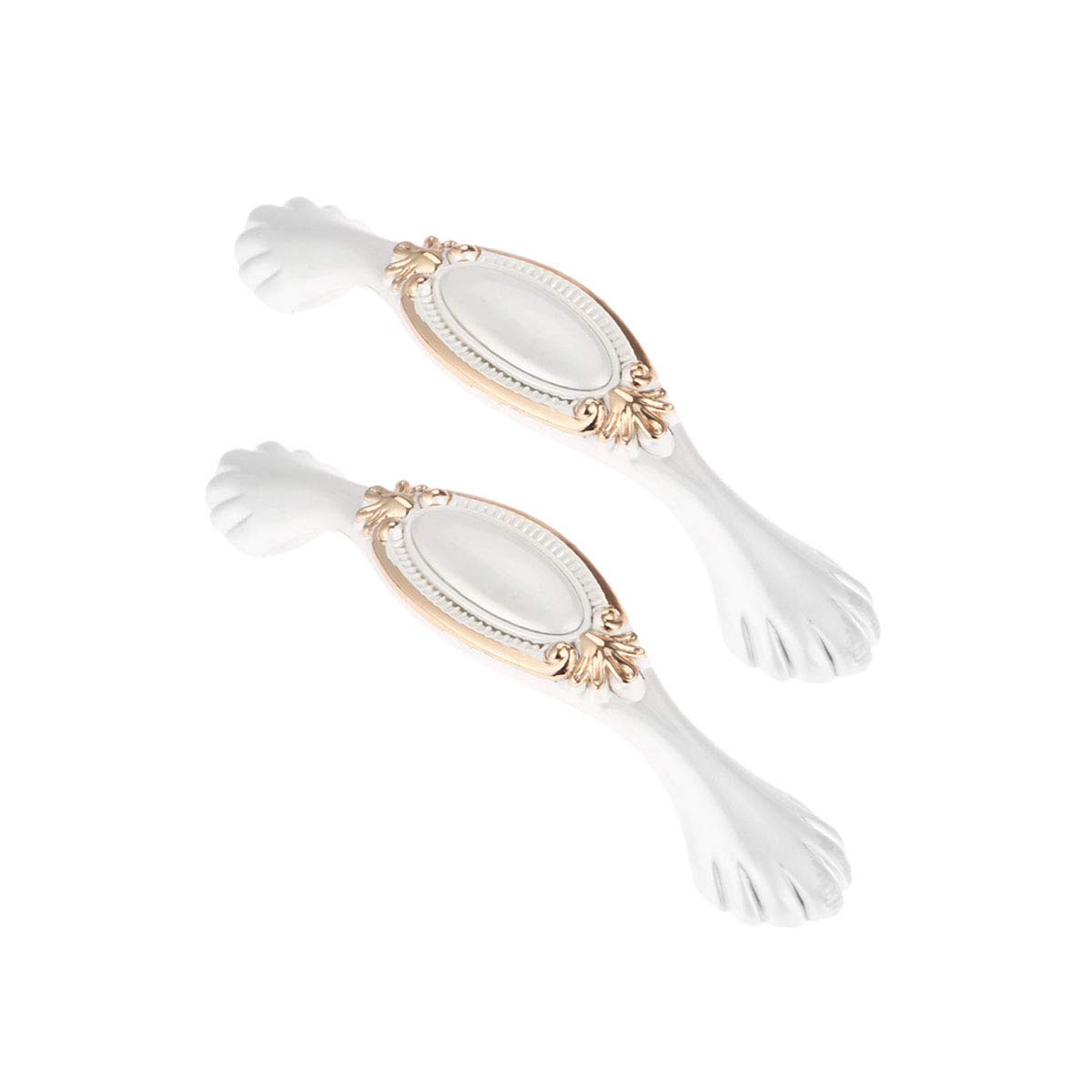 Wushadehans Silver White+Gold Antique Brass Cabinet Drawer Handles European Style For Furniture Dresser Closet Wardrobe Hole Distance 96Mm 128Mm 2Pcs(,Hole Distance 96Mm)