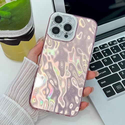 Coque rigide iPhone 15 Pro Max rose pailleté le style idéal en soirée et au bureau