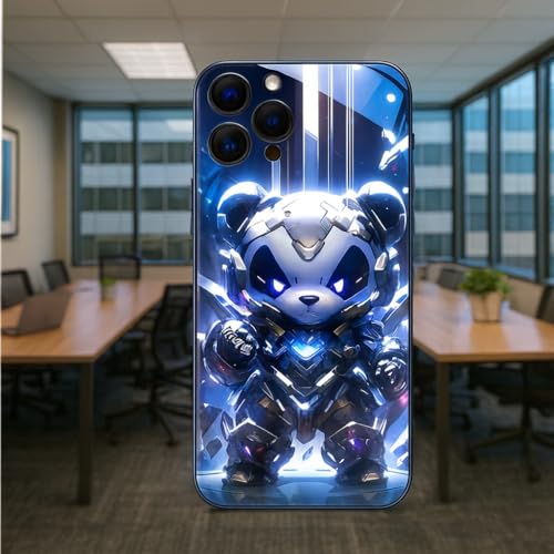 Image of MILLION CASES Back Cover Case for iPhone 15 Pro Shockproof Protective Cyber Panda Light Shield TPU Case for Men & Boys