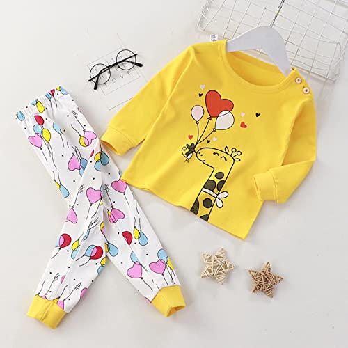 Pijamas macios para meninos e meninas crianças com estampas de desenhos animados manga comprida conj