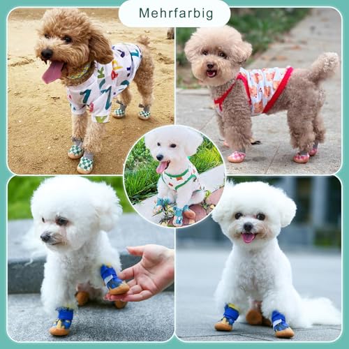 Kukaster Pet Hundeschuhe Pfotenschutz, 4 Stück atmungsaktive Hundeschuhe mit Rutschfester Sohle reflektierendem Klettverschluss Hundestiefel für kleine, mittlere, große Hunde, Orange Tarnung Size 4