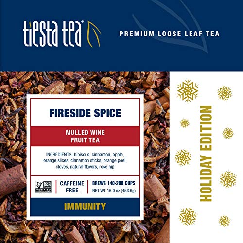 Tiesta Tea - Fireside Spice, Loose Leaf Mulled Wine Herbal Tea, Non-Caffeinated, Hot & Ice Tea, 1 Lb Bulk Bag - 200 Cups, Natural, Flavored, Immune System Support, Herbal Tea Loose Leaf #TOP1