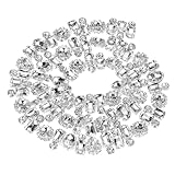 uxcell Rhinestone Claw Chain, 1 Yard 2.2cm Width Flower Diamond Crystal Code Trim Chains for DIY Necklace Ribbon Cloth Accessories, Silver+White