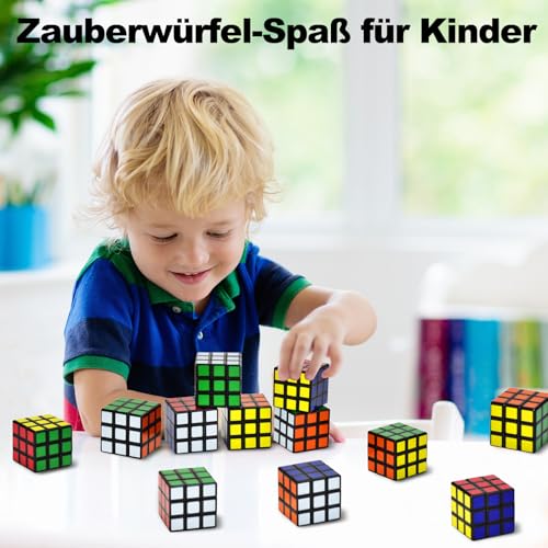Willingood Mini Zauberwürfel Set, 12 Stück 3 * 3 * 3cm Magic Würfel Party Mitgebsel Kindergeburtstag Gastgeschenke für Weihnachten Reisespiele Geburtstag Mädchen und Jungen Klein Magic Cube