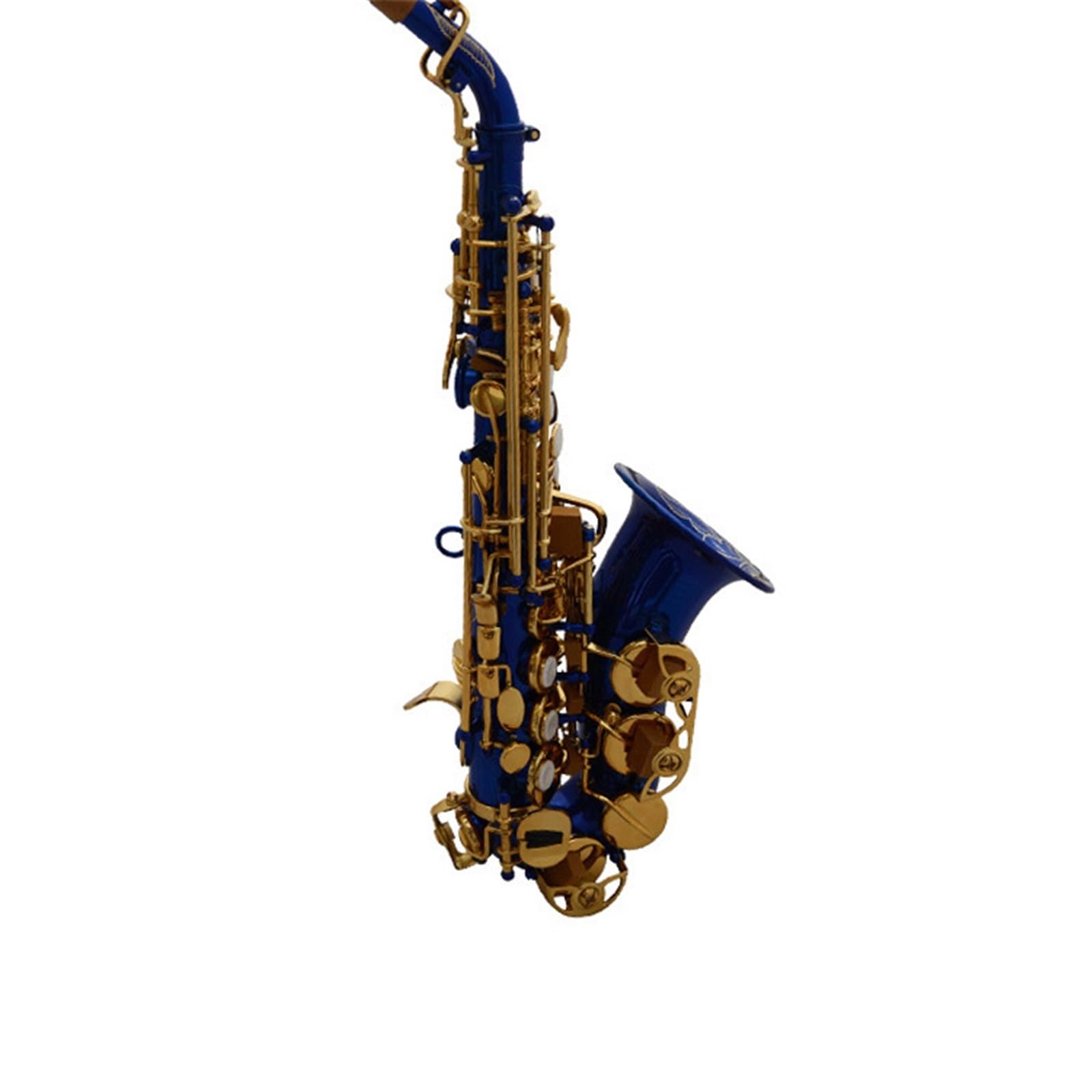 Sassofoni per gli amanti della musica Sassofono soprano in Si bemolle laccato blu con curvatura piccola per adulti e principianti
