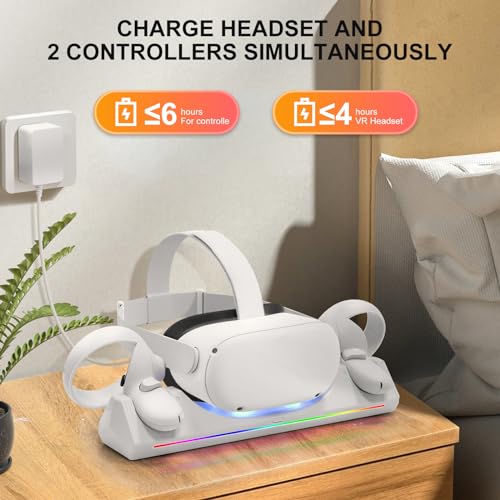 Hurra CDQ2 Charging Dock For Meta Quest 2, Vr Charging Station For Oculus Quest 2 Support Led Indicator/Magnetic Charging Headset & Touch Controllers thumb #1