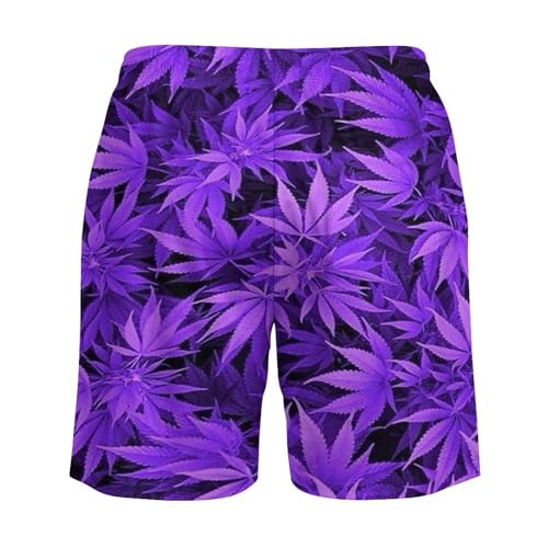 Purple Pot Leaf Men's Swim Trunk Quick-Dry Shorts with Mesh Lining And Pockets4