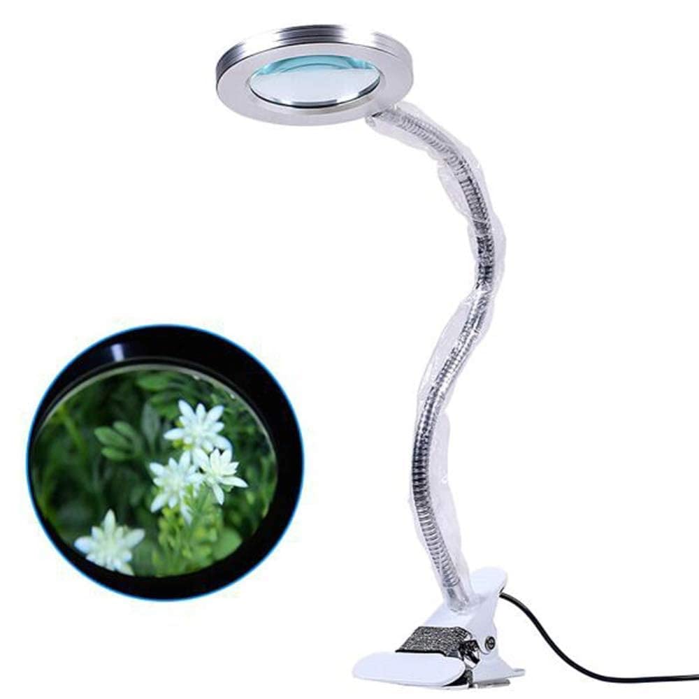 Lampe loupe 8X éclairage LED et bras métallique orientable