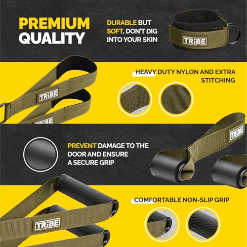 Image of Tube Resistance Bands Set with Handles, Bar, Ankle Straps and Door Anchor | 180 lb exercise bands for working out, ideal for full-body strength training at home or on the go for men and women