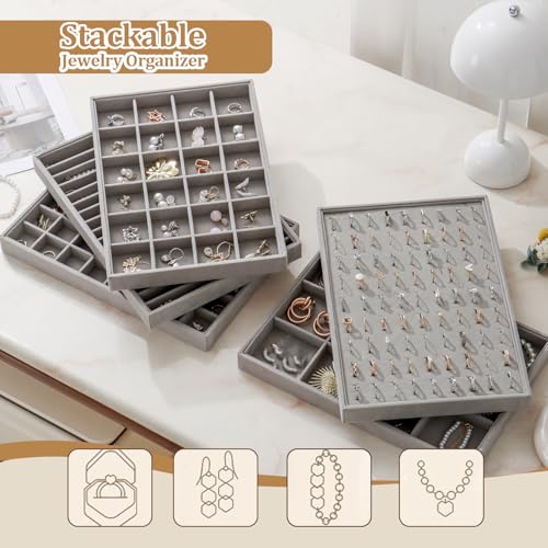 Image of Large Velvet Jewelry Tray Display Drawer Inserts 2 Pack