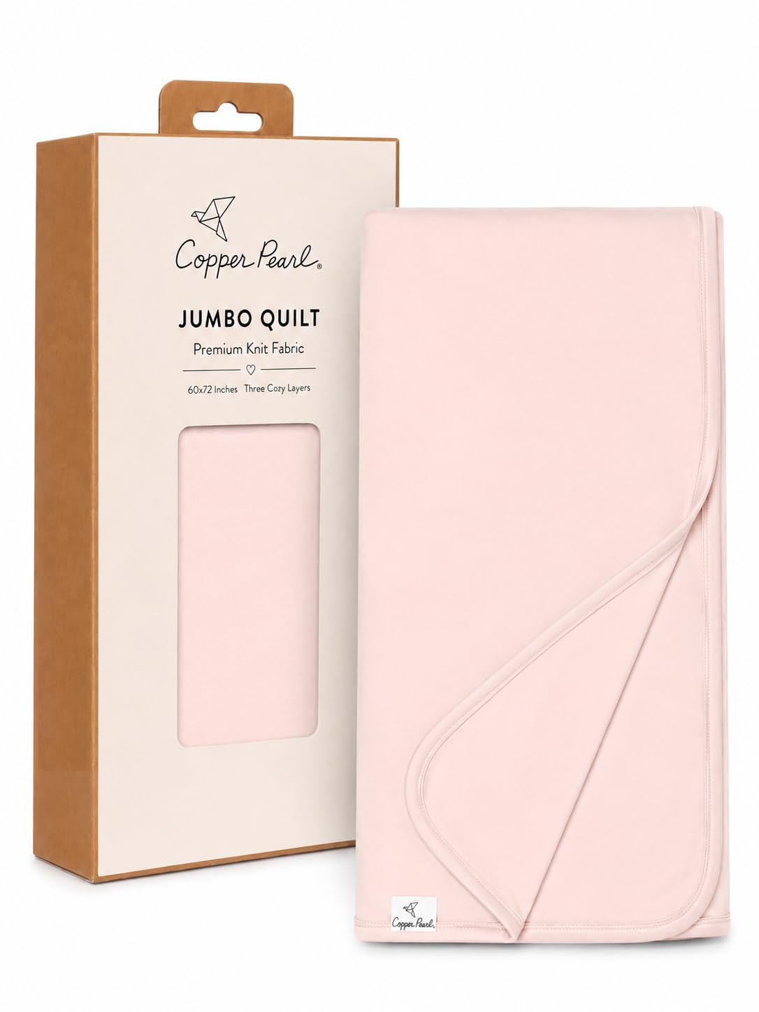 Copper Pearl Jumbo Three-Layer Baby Blanket: Soft Baby Quilts for Boys and Girls | Breathable, Cozy, Toddler Blanket | Baby Quilt for Newborns | 60x72 Premium Material | Blush