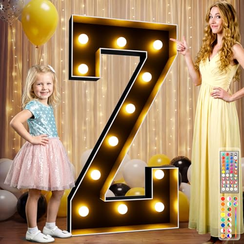 Ledido 4FT RGB Marquee Light Up Letters Z, Black Marquee Letters for Party