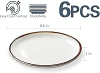 Vista 5 de ONEMORE Juego de 6 platos de cerámica pequeños de 8.5 pulgadas para aperitivo, ensalada y postre. Plato apto para horno, microondas y lavavajillas.