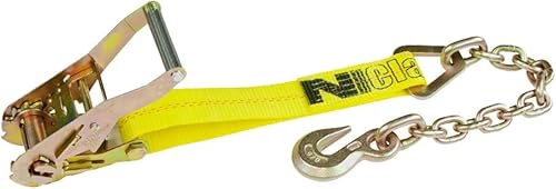 Miniatura 3 de VULCAN Correa de trinquete con anclajes de cadena, amarillo clásico, 2 pulgadas x 27 pies, caja de carga de trabajo segura de 5-3,600 libras