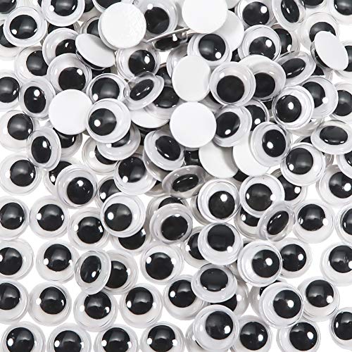 TOAOB 300 Stück Selbstklebend Wackelaugen Runde Schwarz Weiß 10mm Kunststoff Augen für Scrapbooking Kunsthandwerk Zubehör